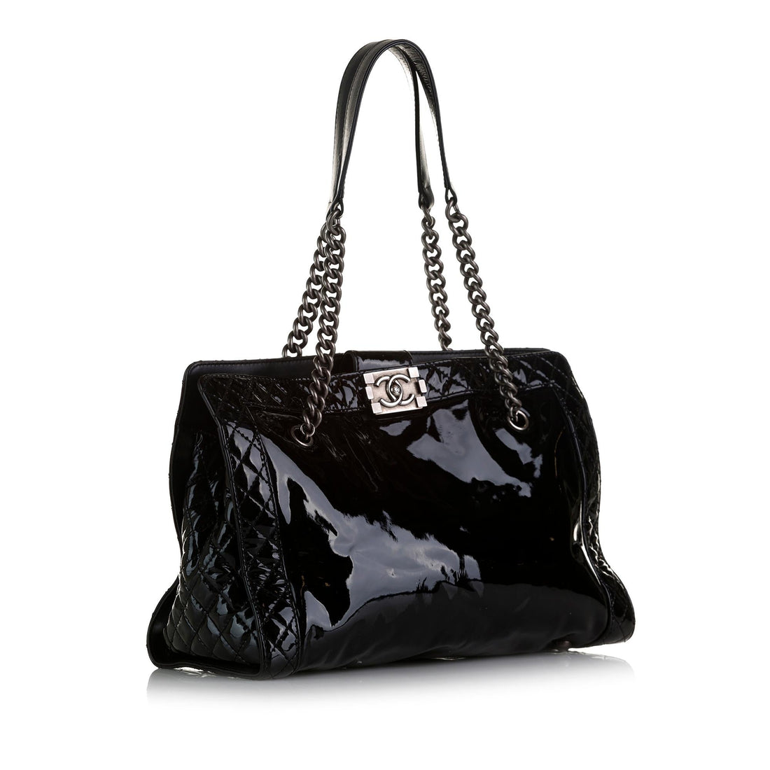 Top Quality Chanel Patent Boy Reverso Shopping Tote (SHG-QJie9P)