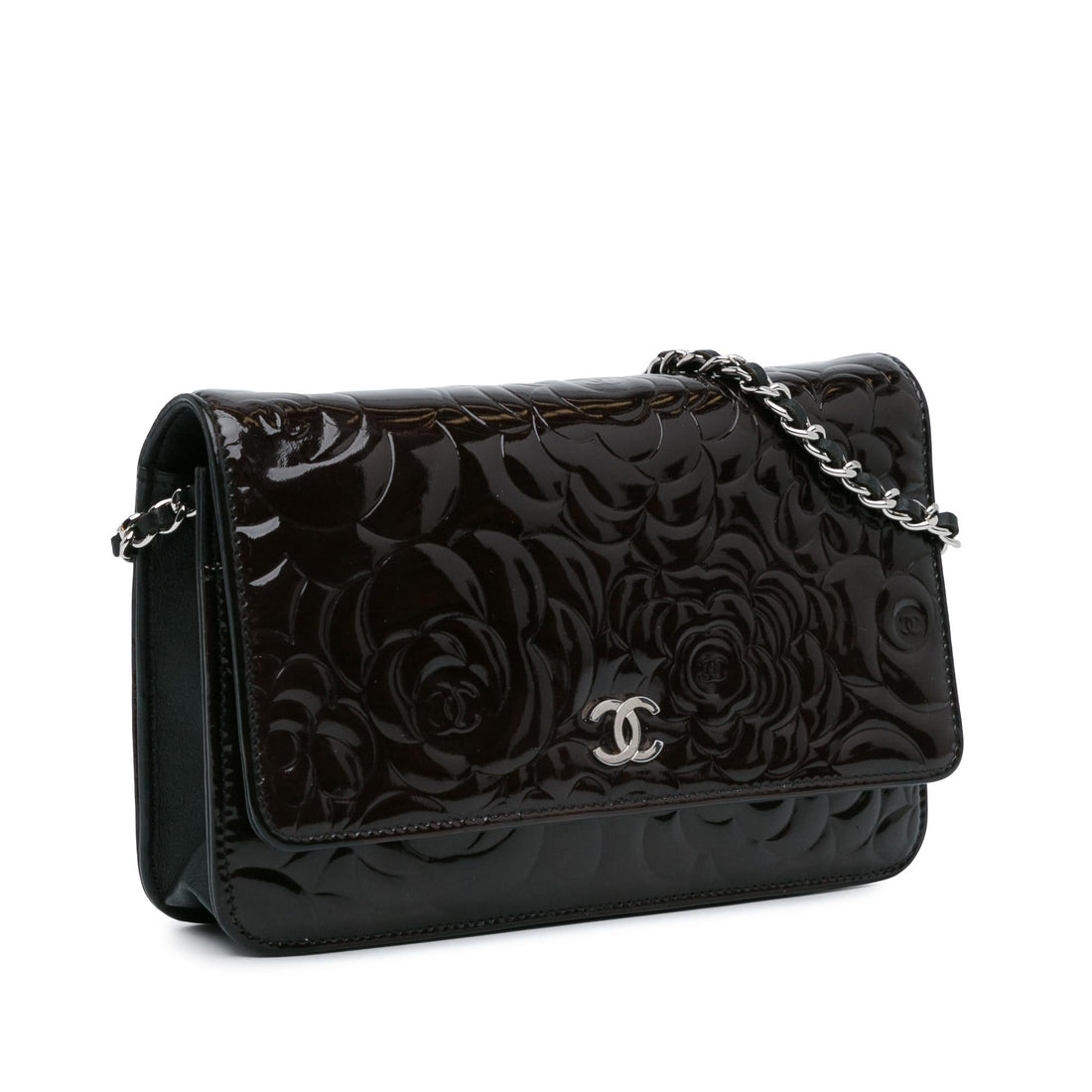 Top Quality Chanel Patent Camellia Wallet On Chain (SHG-s5zcX3)