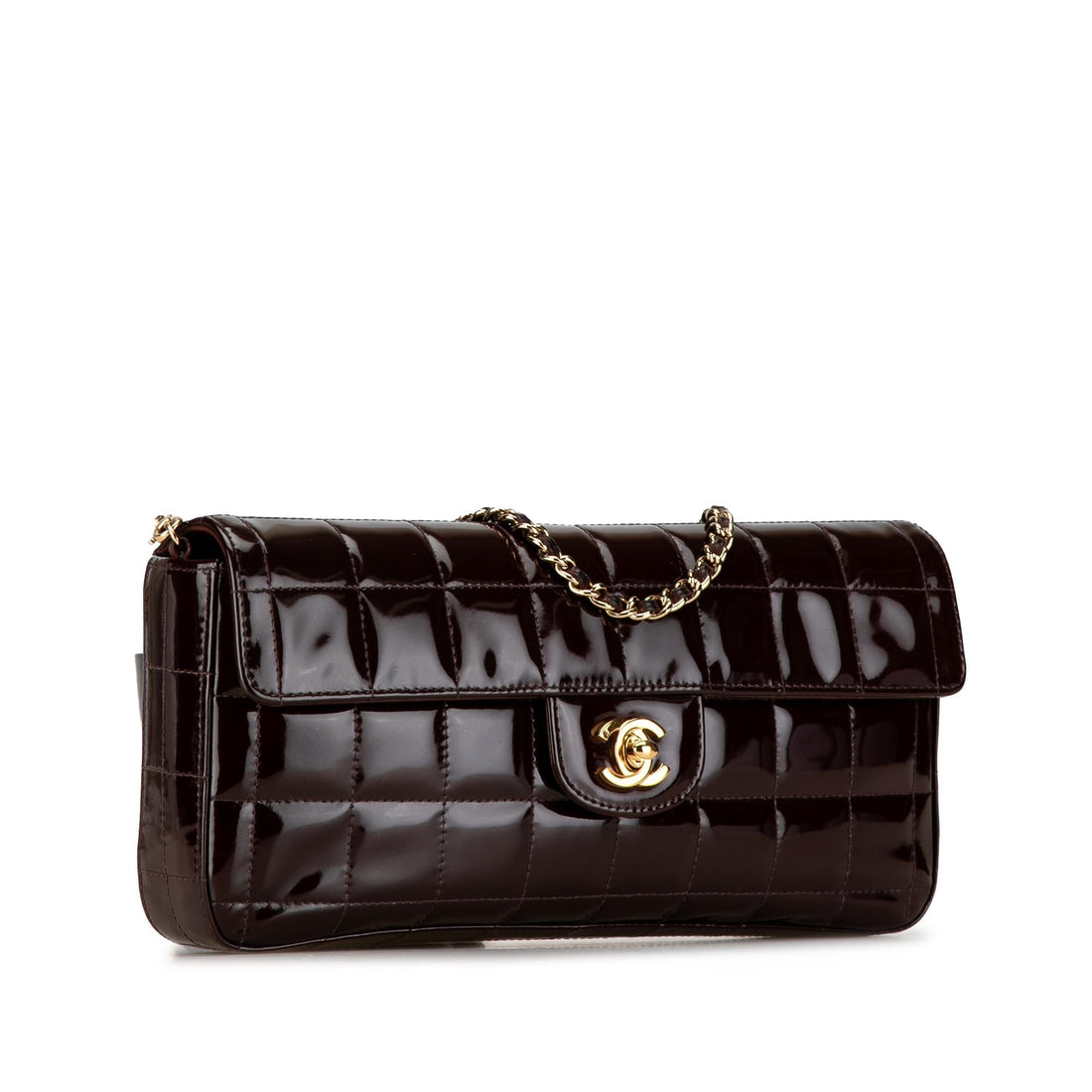 Pearl Street Bags Chanel Patent Choco Bar East West Flap (SHG-0yHZCX)