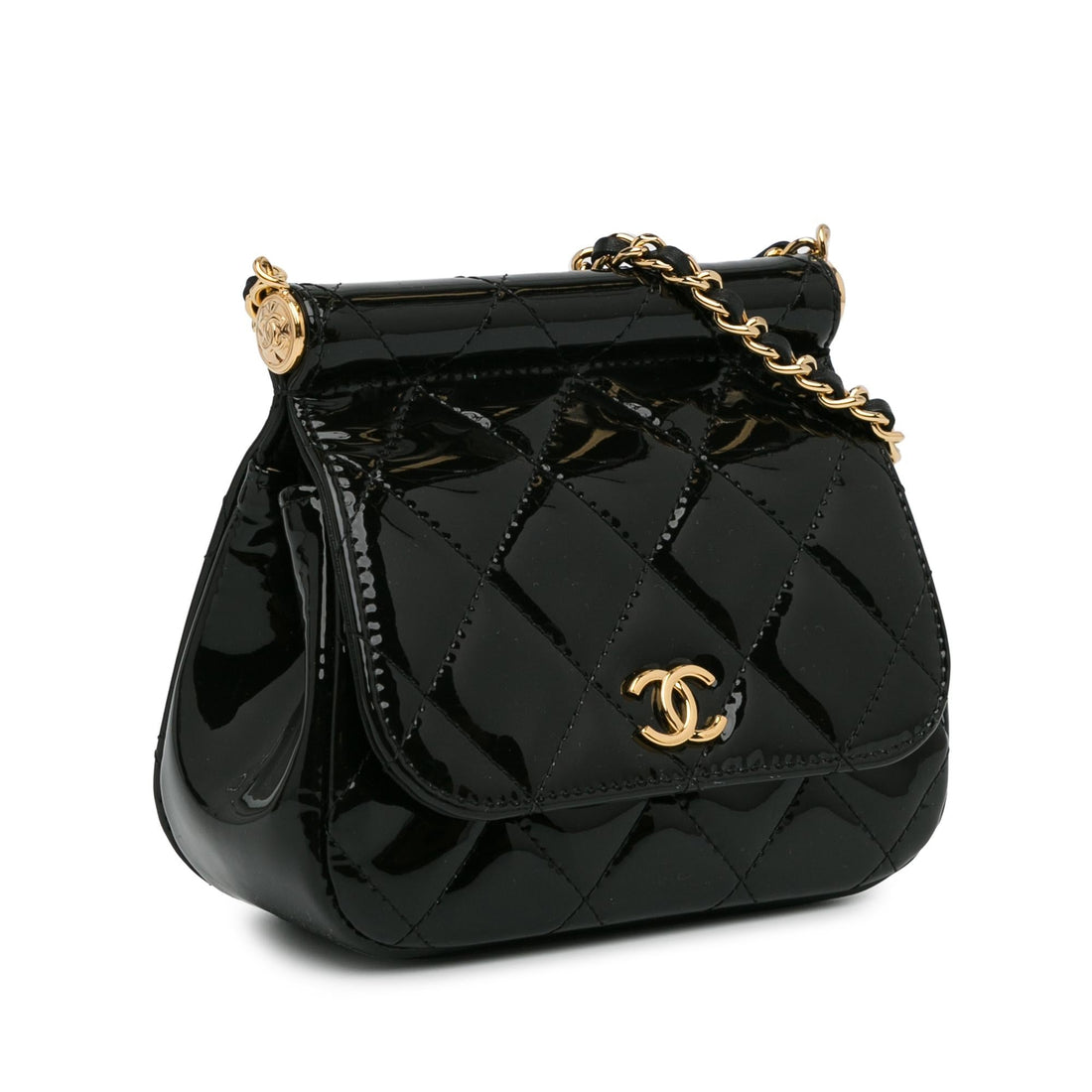 Pearl Street Bags Chanel Patent Frame Clutch Flap with Chain (SHG-kmbz5Y)