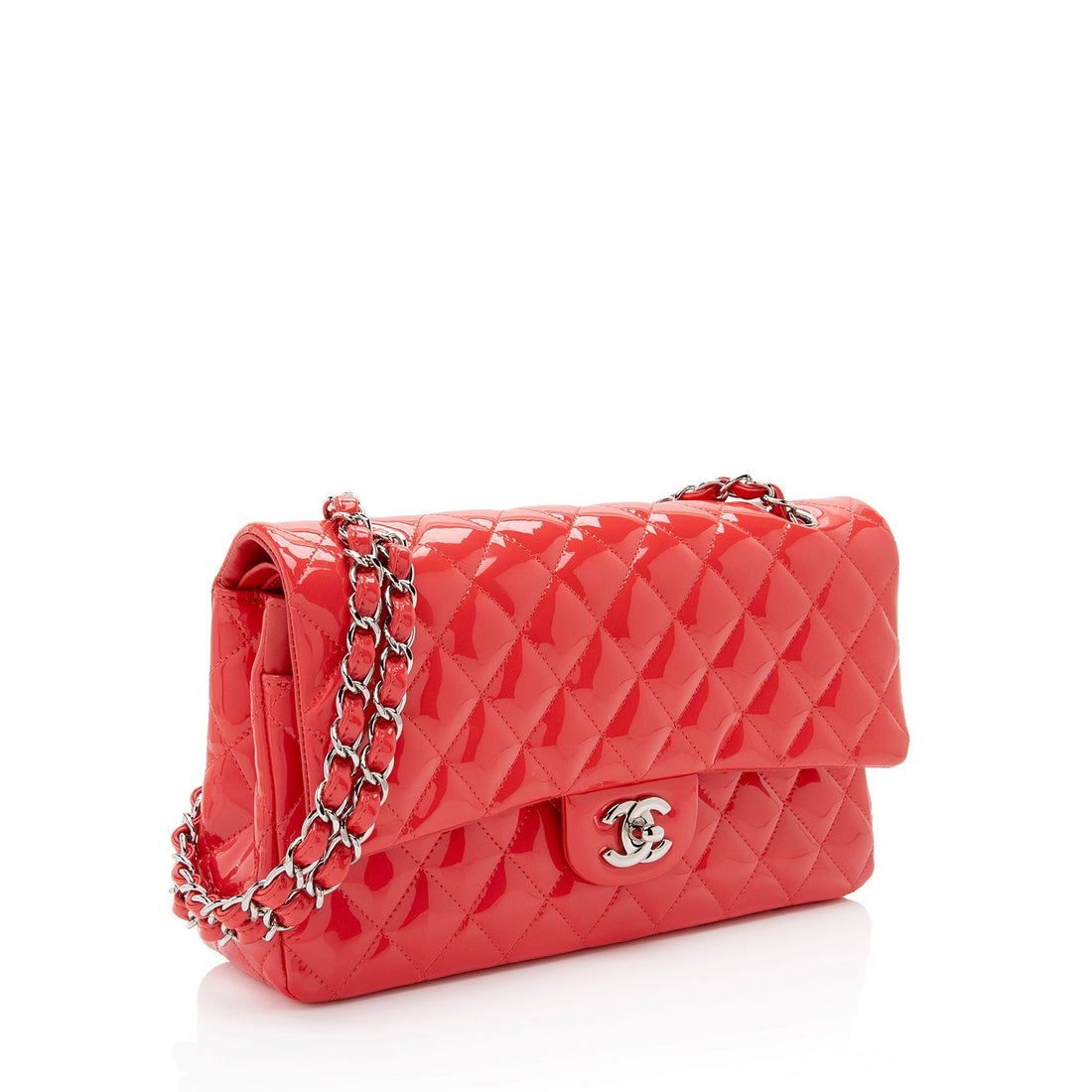 Pearl Street Bags Chanel Patent Leather Classic Medium Double Flap Bag (SHF-96viXO)