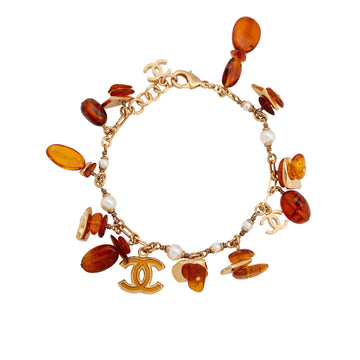 Pearl Street Bags Chanel Pearl Amber Beaded CC Charm Bracelet (SHF-Np8KPM)