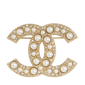 Chanel Pearl CC Brooch (SHF-KY02qw)