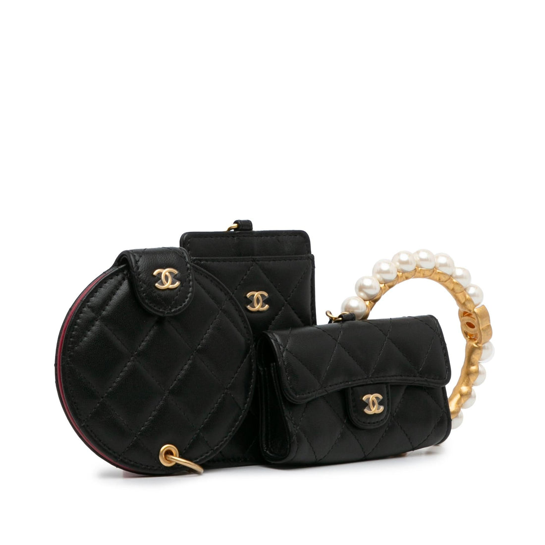 Pearl Street Bags Chanel Pearl Crown CC Wristlet Multi Pouches (SHG-iLLXLn)