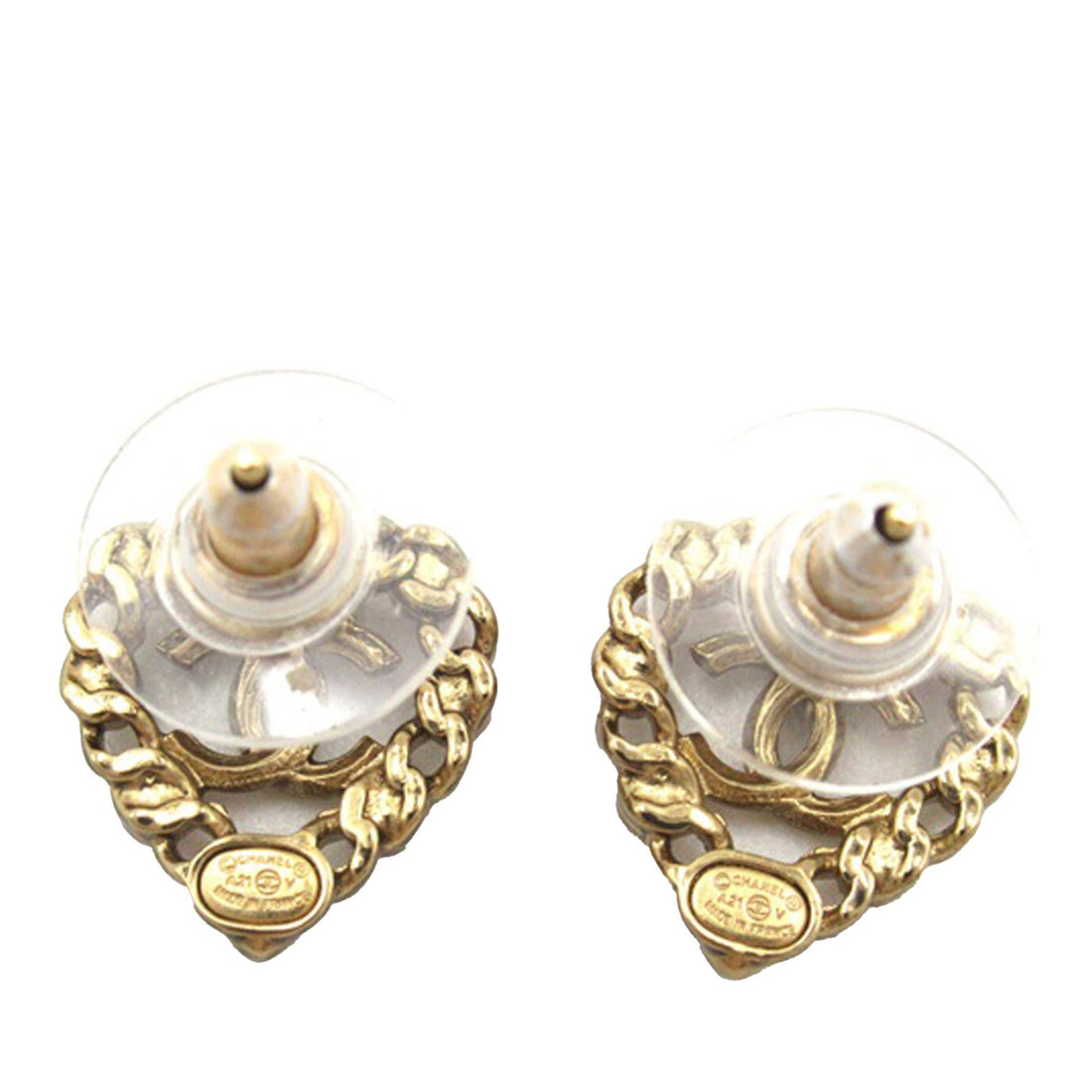 Pearl Street Bags Chanel Pearl Crystal CC Heart Earrings (SHG-UHSA6S)