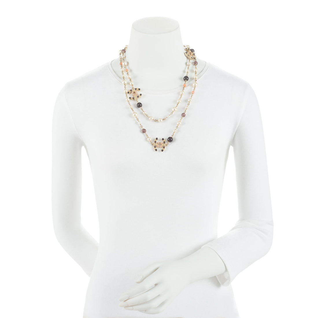 Pearl Street Bags Chanel Pearl Crystal CC Long Necklace (SHF-l0h3vl)