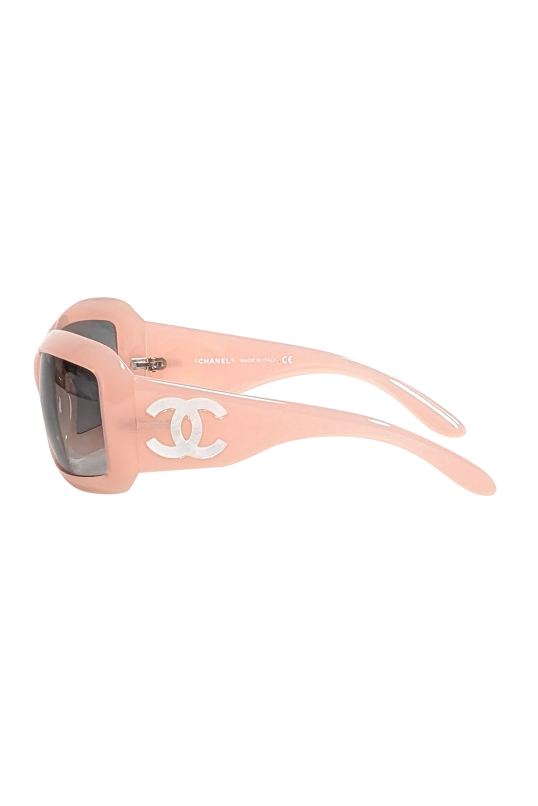 Chanel - Pink Acrylic Frame w/ White Logo Side Detail Sunglasses