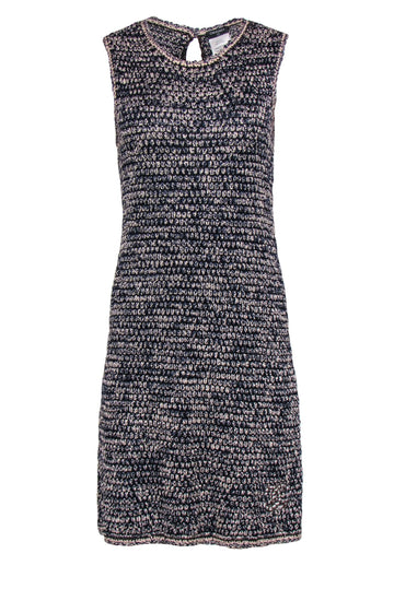 Chanel - Pink & Blue Knit Marbled Tweed Sheath Dress Sz 10