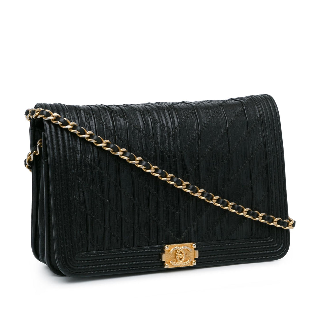 Pearl Street Bags Chanel Pleated Crumpled Chevron Le Boy Wallet On Chain (SHG-QUHsjg)