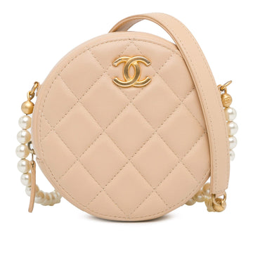 Pearl Street Bags Chanel Quilted Calfskin Pearl Round Clutch With Chain (SHG-4RAziC)