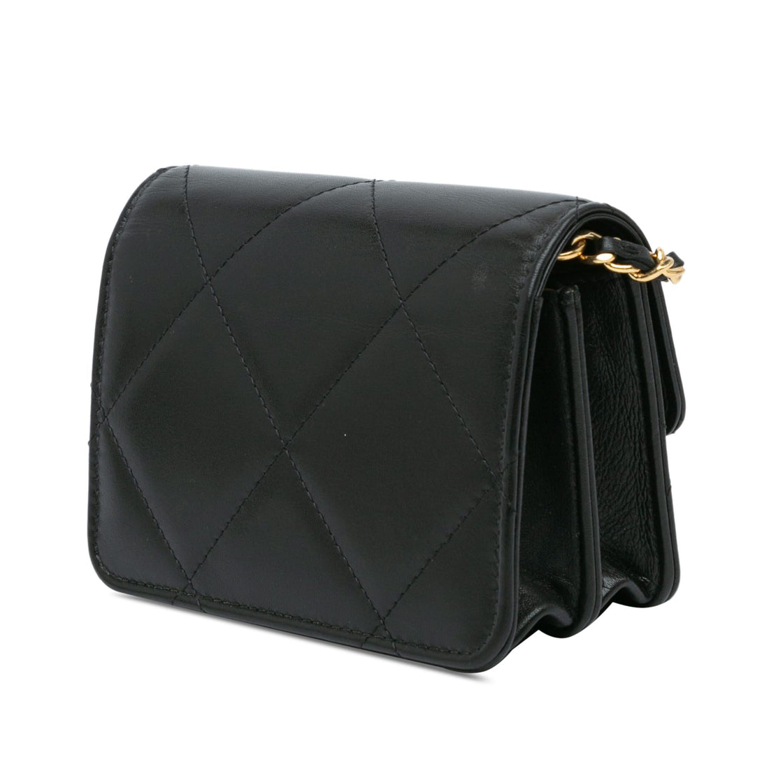 Chanel Quilted Calfskin Strass Card Holder On Chain (SHG-hGZFBb)