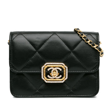 Chanel Quilted CalBNkin Strass Clutch With Chain Flap (SHG-NLlIcy)