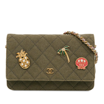 Pearl Street Bags Chanel Quilted Canvas Coco Cuba Charms Wallet On Chain (SHG-iFwSQ5)