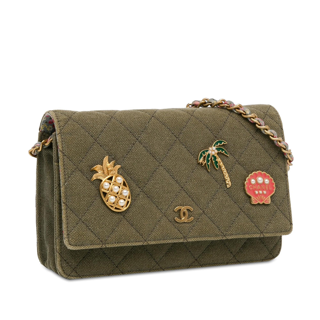 Pearl Street Bags Chanel Quilted Canvas Coco Cuba Charms Wallet On Chain (SHG-iFwSQ5)