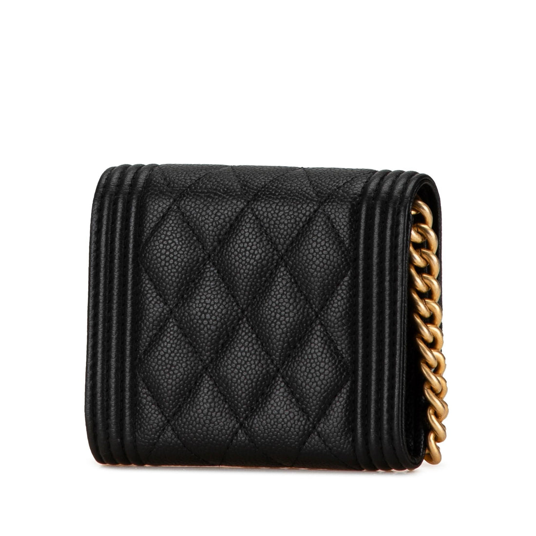 Chanel Quilted Caviar Boy Card Holder with Chain (SHG-VMUxwq)