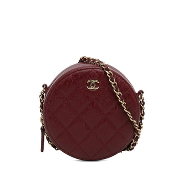 Pearl Street Bags Chanel Quilted Caviar Round Clutch With Chain (SHG-oNHYrK)