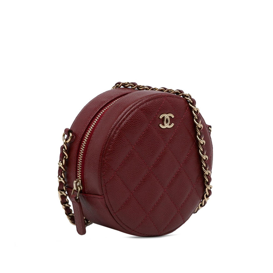 Pearl Street Bags Chanel Quilted Caviar Round Clutch With Chain (SHG-oNHYrK)