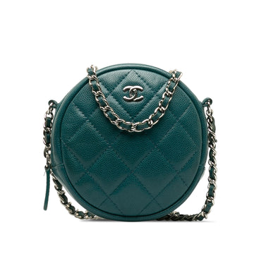 Pearl Street Bags Chanel Quilted Caviar Round Clutch With Chain (SHG-mbgcsF)