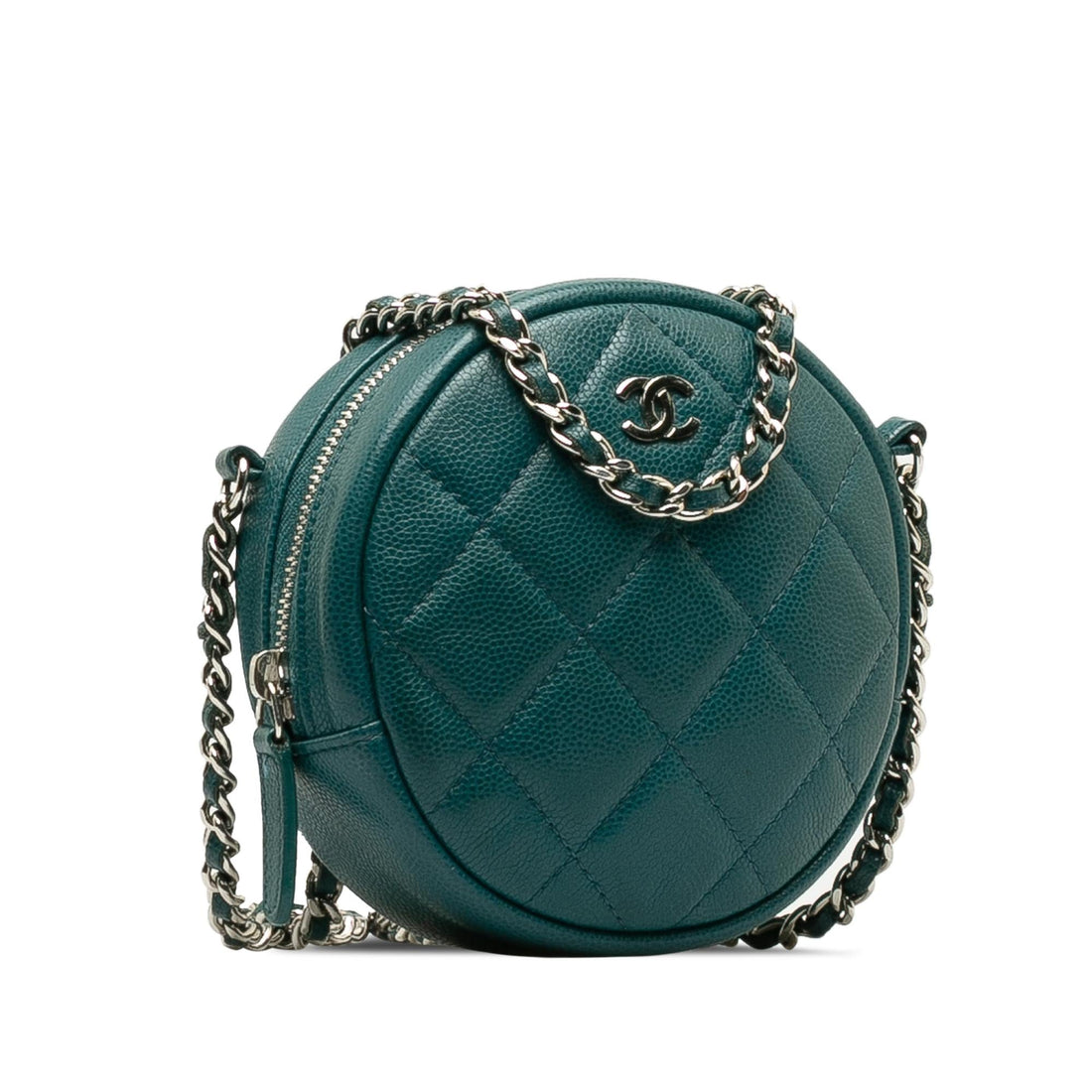 Pearl Street Bags Chanel Quilted Caviar Round Clutch With Chain (SHG-mbgcsF)