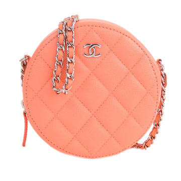 Pearl Street Bags Chanel Quilted Caviar Round Clutch With Chain (SHG-gLWhRd)