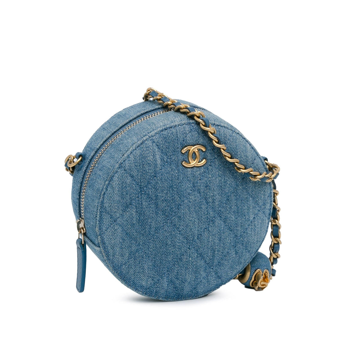 Top Quality Chanel Quilted Denim Pearl Crush Round Clutch with Chain (SHG-HXkyLN)