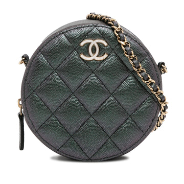 Pearl Street Bags Chanel Quilted Iridescent Caviar Round Clutch With Chain (SHG-5vHUZc)
