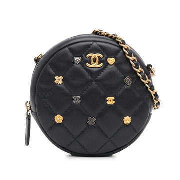 Pearl Street Bags Chanel Quilted Lambskin Lucky Charms Round Clutch with Chain (SHG-OY6cPQ)