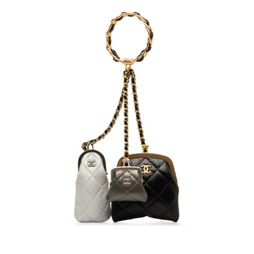 Pearl Street Bags Chanel Quilted Lambskin Multi Clutch with Handle (SHG-ZLewa1)