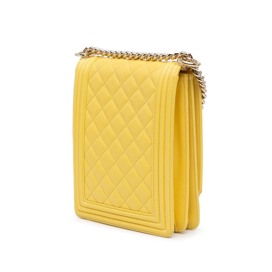 Chanel Quilted Lambskin North South Boy Flap (SHG-0ajsvk)
