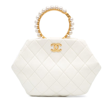 Top Quality Chanel Quilted Lambskin Pearl Crown Handle Clutch Bag (SHG-vWF7ER)