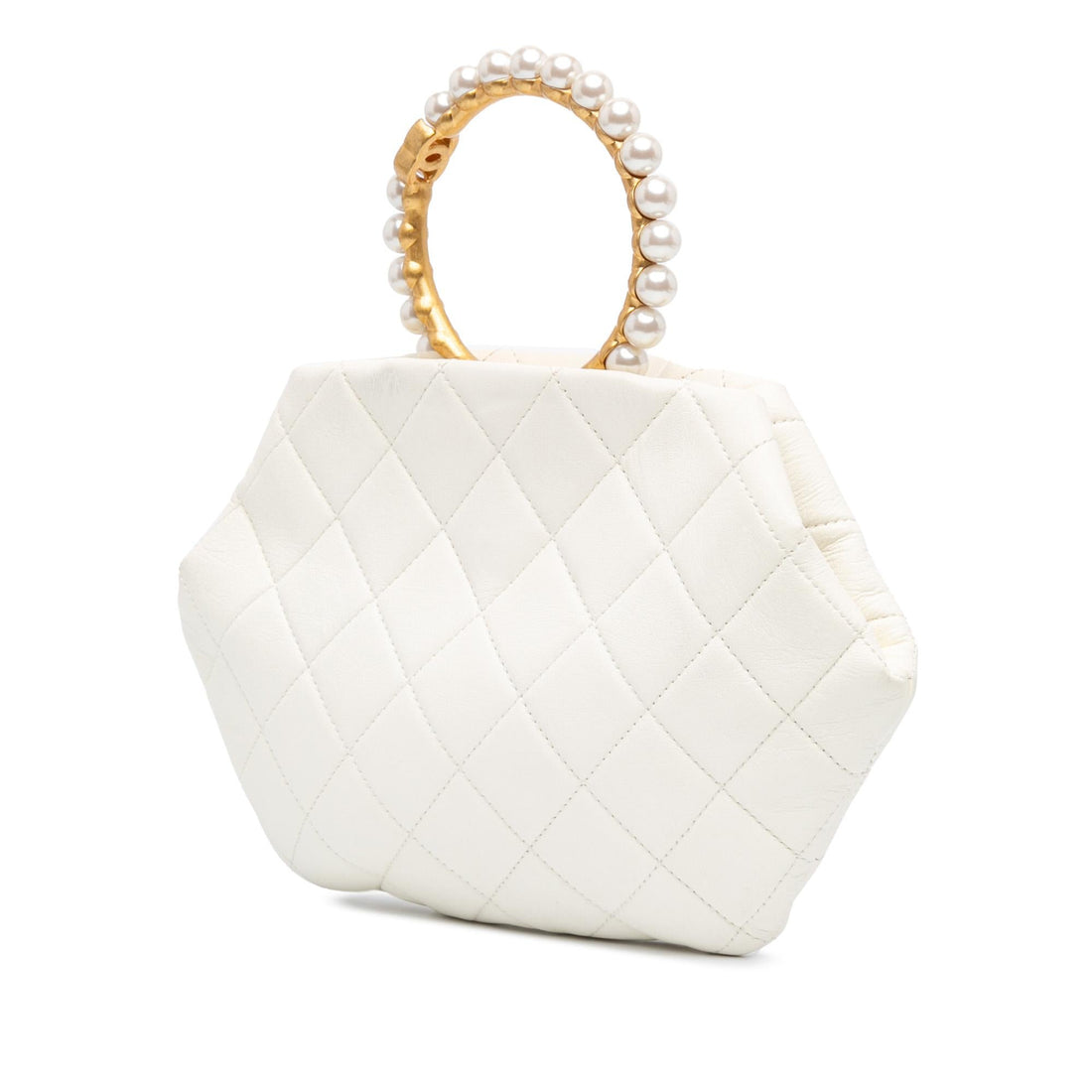 Top Quality Chanel Quilted Lambskin Pearl Crown Handle Clutch Bag (SHG-vWF7ER)