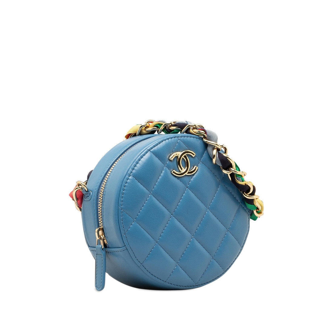 Pearl Street Bags Chanel Quilted Lambskin Ribbon Round Clutch With Chain (SHG-fknQGN)