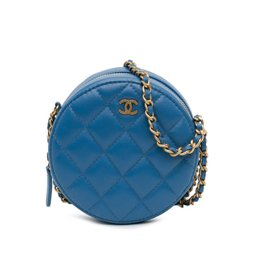 Pearl Street Bags Chanel Quilted Lambskin Round Clutch with Chain (SHG-Imo8ot)
