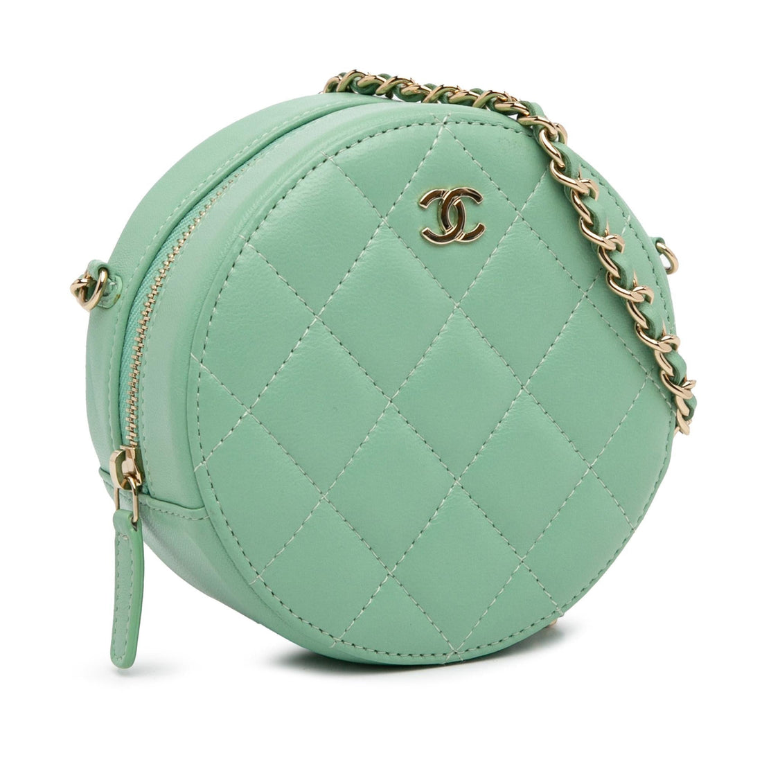 Pearl Street Bags Chanel Quilted Lambskin Round Crossbody (SHG-WBU4Wu)