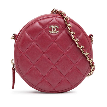 Pearl Street Bags Chanel Quilted Lambskin Round Pearl Clutch with Chain (SHG-QFU7OK)
