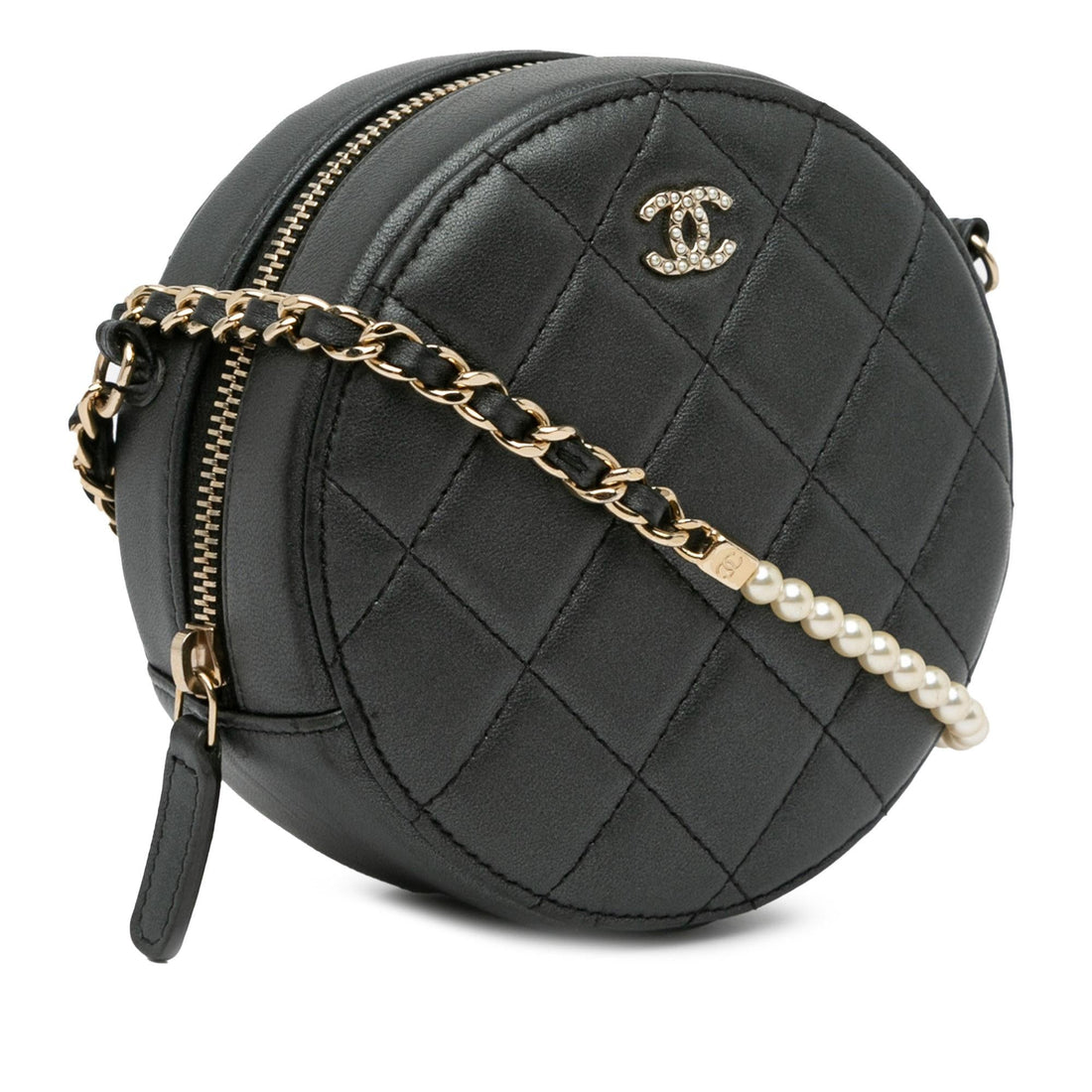 Pearl Street Bags Chanel Quilted Lambskin Round Pearl Clutch with Chain (SHG-gvPaNX)