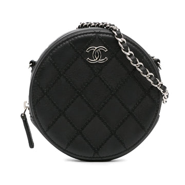 Pearl Street Bags Chanel Quilted Lambskin Ultimate Stitch Round Clutch with Chain (SHG-W0N9sw)