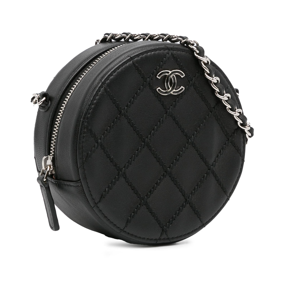 Pearl Street Bags Chanel Quilted Lambskin Ultimate Stitch Round Clutch with Chain (SHG-W0N9sw)