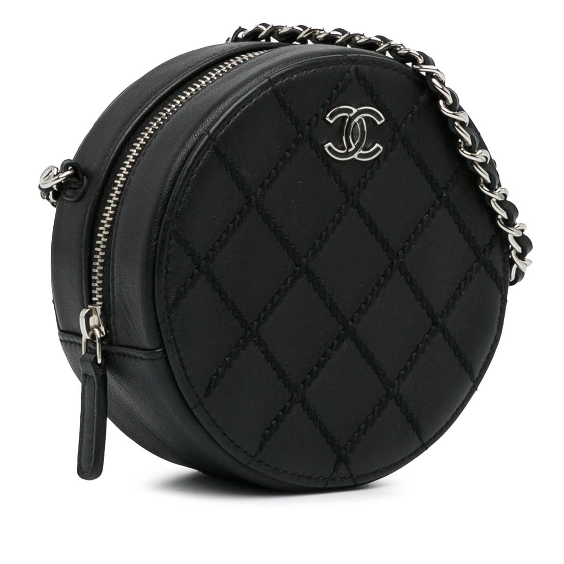 Pearl Street Bags Chanel Quilted Lambskin Ultimate Stitch Round Clutch with Chain (SHG-BLUPE1)