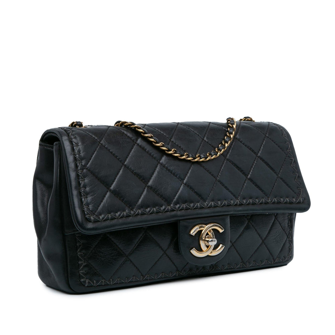 Top Quality Chanel Quilted Lambskin Whipstitch Single Flap (SHG-OfzSAu)
