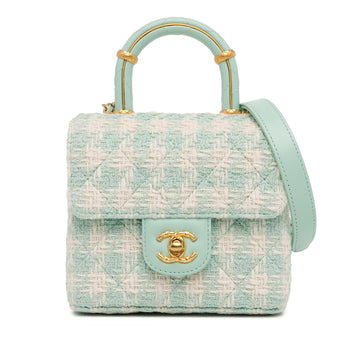 Pearl Street Bags Chanel Quilted Tweed Crush Top Handle Flap (SHG-Ex9ayO)