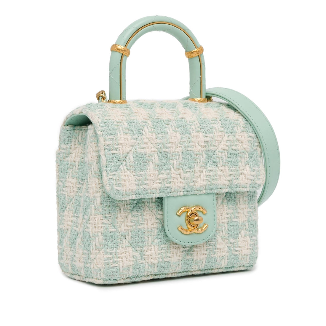 Pearl Street Bags Chanel Quilted Tweed Crush Top Handle Flap (SHG-Ex9ayO)