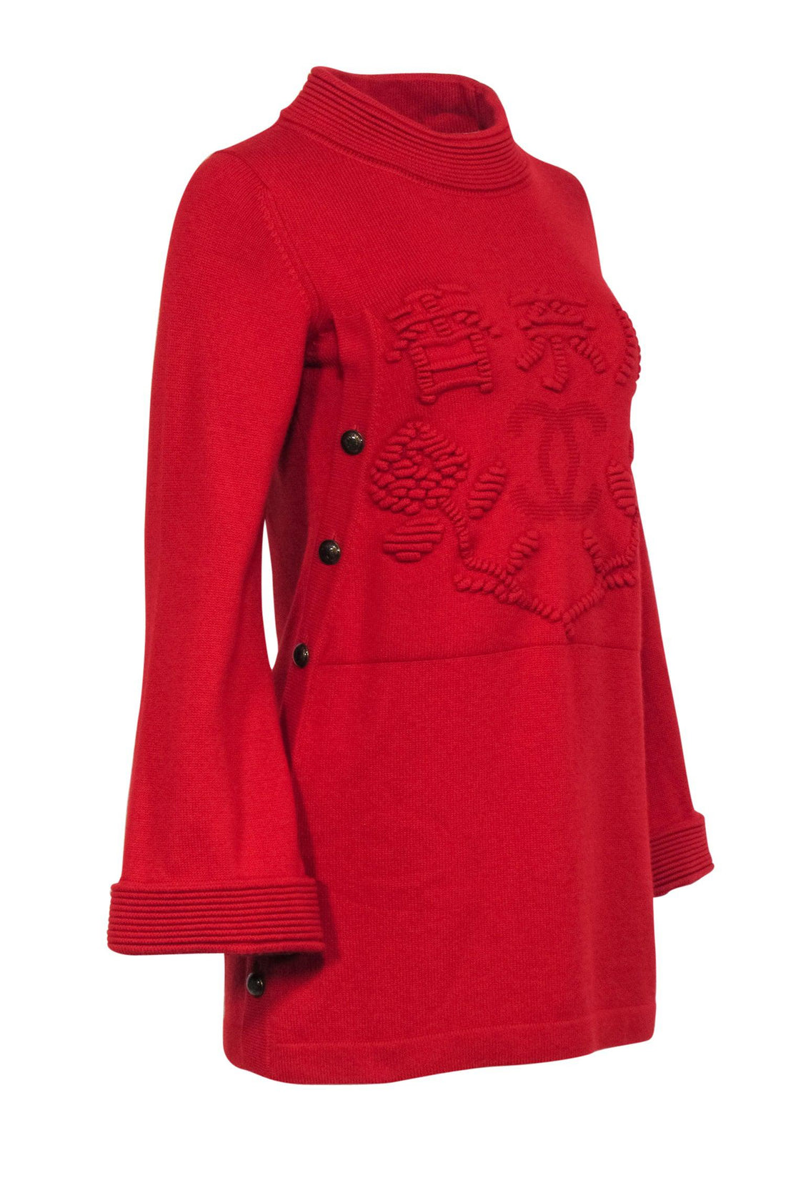 Chanel - Red Cashmere Paris Shanghai Collection Sweater Sz 2
