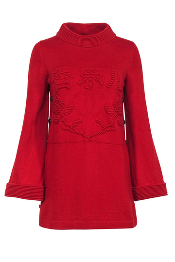 Chanel - Red Cashmere Paris Shanghai Collection Sweater Sz