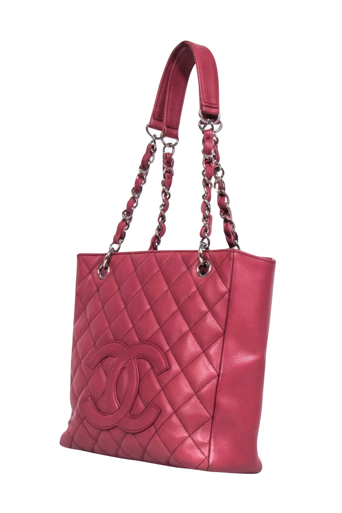 Chanel - Red "Petit Caviar Shopping Tote" Shoulder Bag