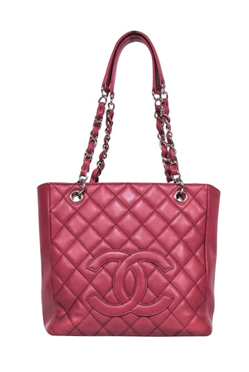 Chanel - Red "Petit Caviar Shopping Tote" Shoulder Bag