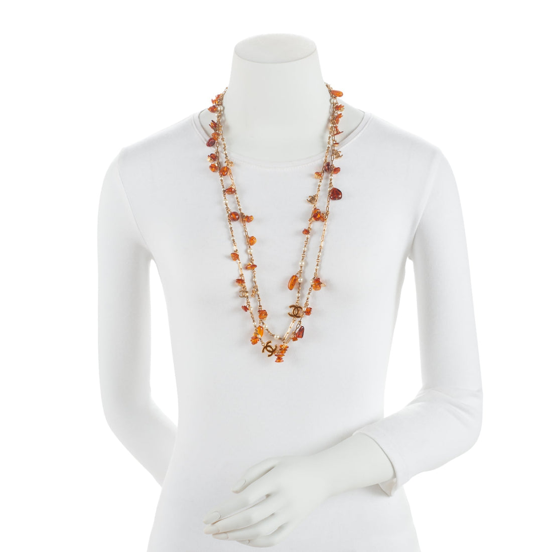 Pearl Street Bags Chanel Resin Amber CC Long Chain Necklace (SHF-rroBVN)