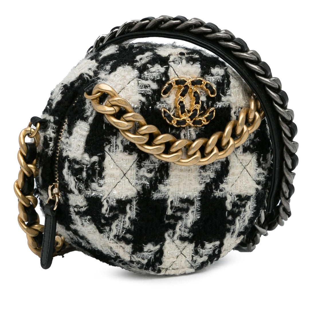 Pearl Street Bags Chanel Round Tweed 19 Clutch with Chain and Lambskin Coin Purse (SHG-QcxD1I)