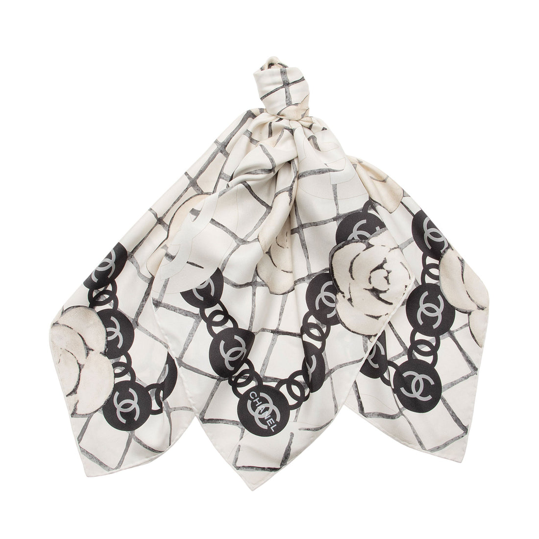 Top Quality Chanel Silk Camellia CC Square Scarf (SHF-uNAJam)