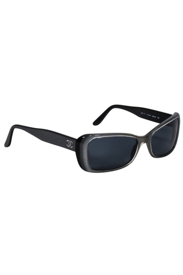 Chanel - Silver & Black Star Rhinestone Detail Sunglasses